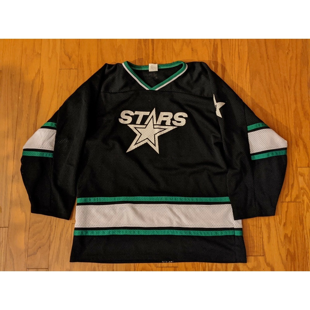Athletic Knit Dallas Stars Hockey Jersey Mens Large Black Green Mesh Number 6